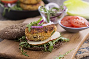 Vegan burgers with quinoa and vegetables